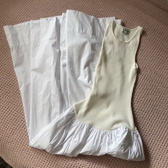 STAUD Wells Dress White Maxi Ribbed Tank Cotton Poplin Skirt XS NWOT - Picture 5 of 7